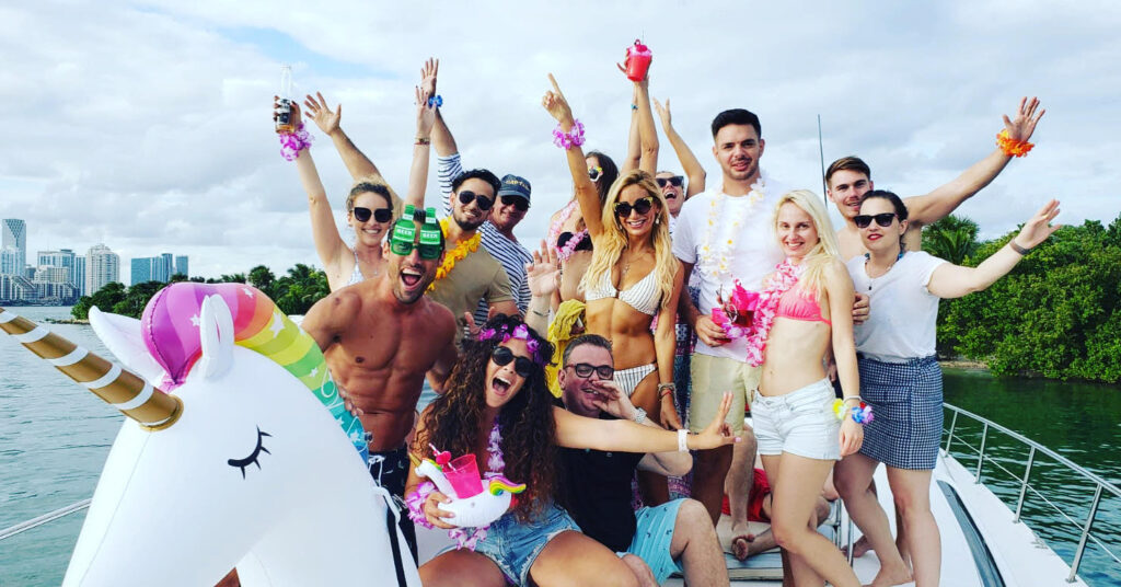 Birthday celebration on luxury boat with friends